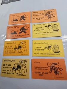 4 Pair 8 Cards Monopoly Go To/Get Out Of Jail Cards Vintage Gag Bachelor Gifts - Picture 1 of 4