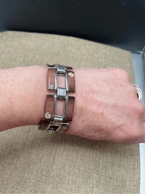 PULSERA VINTAGE MARRÓN BRILLANTE Y PLATA Foto 1 de 4