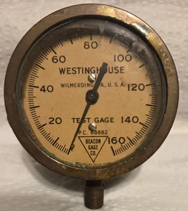 Medidor de baliza vintage Westinghouse Air Brake Company PC A88882 latón con pintura verde - Imagen 1 de 12