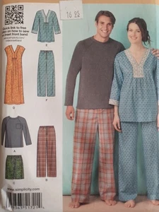 Simplicity Sewing Pattern 1721 Misses Mens Top Pants Size 8-18 XS-XL Uncut - Picture 1 of 3