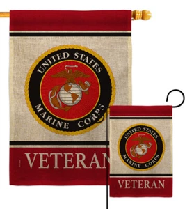 Marine Corps Veteran Burlap Garden Flag Armed Forces Decorative Gift Yard Banner - Picture 1 of 17
