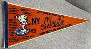NY Mets Pennant 1969 World Champions 1969 (reprint) On Cream - Picture 1 of 7