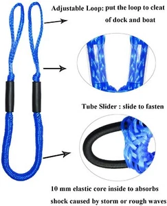 2Pcs Blue Bungee Dock Line Mooring Rope Cords for Boat Kayak Stretch 4-5.5 FT - Bild 1 von 10