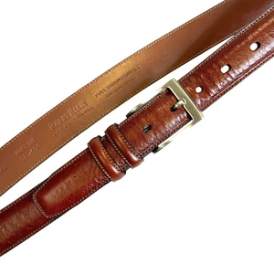 Perry Ellis Mens 36 Brown Leather Belt NWT Portfolio Genuine Cowhide Dress New - Picture 1 of 10