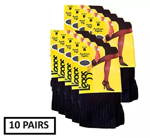 Leggs Fashion Tights, Size B, Rib Color Black Set of 10 - Picture 1 of 4