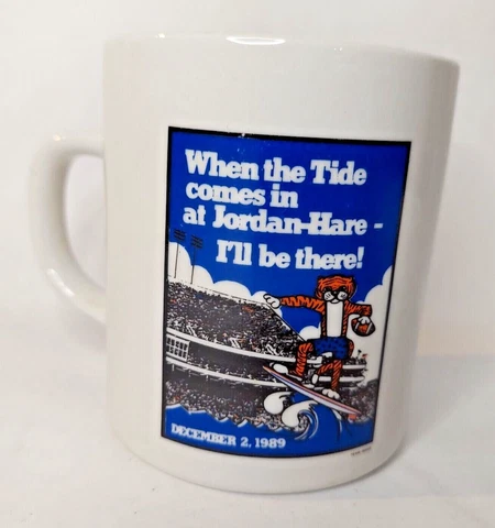 Vintage Auburn University Tigers Coffee Mug Cup December 2 1989 Jordan-Hare Tide Cover