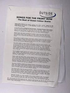 Ocean Colour Scene Press Release Songs For The Front Row Original 5th Nov 2001 - Picture 1 of 12