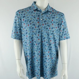 Southern Tide Short Sleeve Polo Shirt Mens L Island Summer Party Print Margarita - Picture 1 of 8