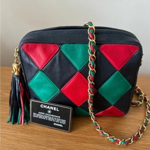 Chanel Rare Vintage Harlequin Tassel Camera Bag Crossbody - Picture 1 of 11