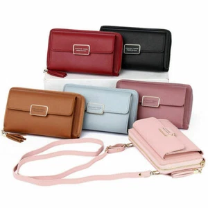 Womens Clutch Bag Ladies Leather Wallet Purse Handbag Phone Card Coin Zip Holder - Picture 1 of 13