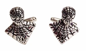 Marvel Comics SPIDER-MAN Bust Silvertone CUFFLINKS - Picture 1 of 1