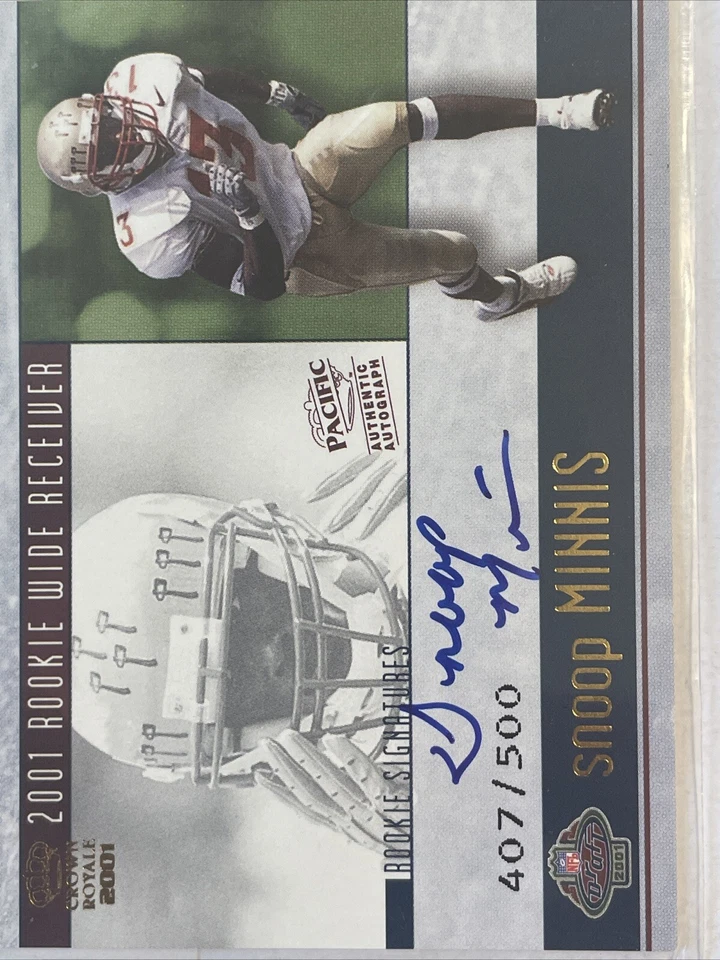 2001 Pacific crown royale snoop  Minnis #/500 AUTO RC Florida State fsu noles - Image 1 of 1