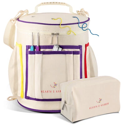 HEARTH & HARBOR Crochet Bag Organizer for Crochet Accessories & Supplies, Yarn Storage Organizer