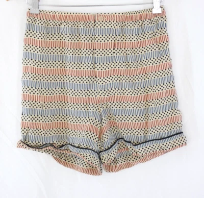 Marni H&M Silk Shorts Womens Ivory Multi-coloured Geometric Print Retro UK 8 - Image 1 of 4