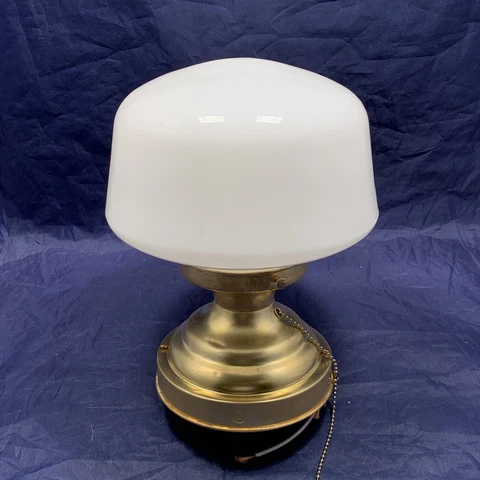 Antique Brass Flush Mount Fixture Rewired W Milk White School House Globe 103D Cover
