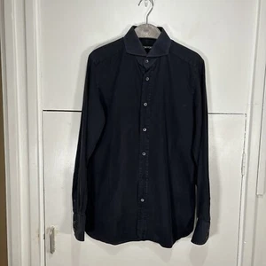 Tom Ford Shirt Navy Long Sleeve 100% Cotton Button Cuff Size 15.5” 39cm Men’s - Picture 1 of 10