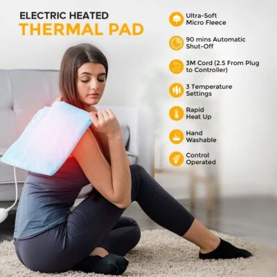 LIVIVO ELECTRIC THERMAL HEATED FLEECE PAD BODY MAT PAIN BACK NECK RELIEF THERAPY