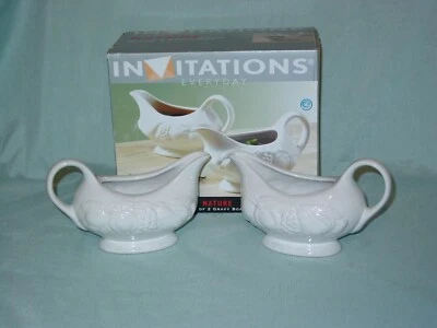 INVITATIONS TABLETOPS NATURE GRAVY BOATS TWO IN THE ORIGINAL BOX - Image 1 of 4