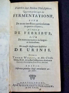 FERMENTATIONE- Thomae Willis -G. Schaghen - 1663- Latin - Picture 1 of 13