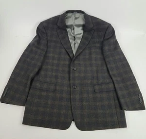 HART SCHAFFNER MARX Parisian Blue Plaid Wool Suit Jacket/Sport Coat 46R USA - Picture 1 of 17