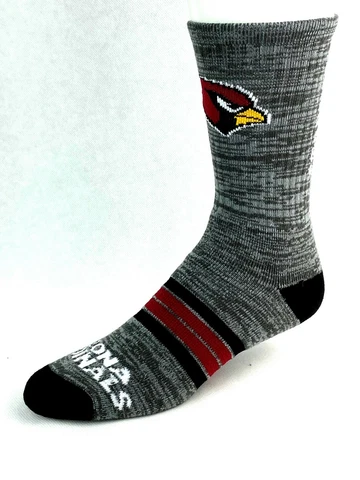Arizona Cardinals Football Gray RMC & Maroon Quad Stripe Deuce Crew Socks Cover