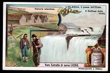 Vintage 1911 ICELAND Trade Card GULLFOSS WATERFALL Hvítá River