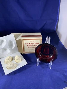 AVON 1876 CAPE COD COLLECTION RUBY RED DESSERT BOWL WITH BOX & 3 SOAPS - Picture 1 of 7
