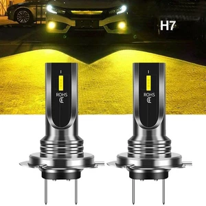 H7 LED Headlight Bulb HiLow Beam 3000K Yellow Replacement Headlights (2pcs) - Picture 1 of 12
