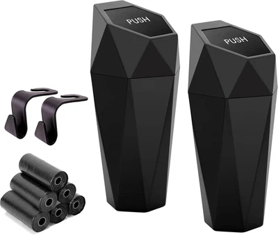 Portavasos para Papelera Coche, Pack de 2 Mini Papelera con Tapa, Accesorios Coche para En Foto 1 de 4