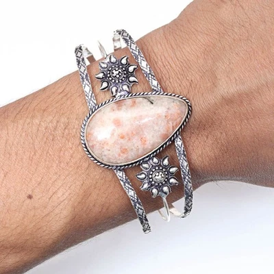 Pulseras brazaletes de piedras preciosas antiguas de piedra solar 7"" ajustables Foto 1 de 4