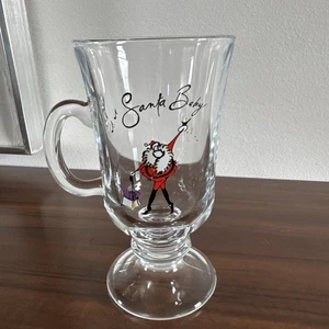 Pottery Barn Santa Baby Eartha Kitt Song Glass Irish Coffee Mug Slip the Sable - Picture 1 of 7