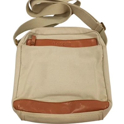 Troop London Canvas Crossbody Bag Beige and Tan NEW - Image 1 of 4