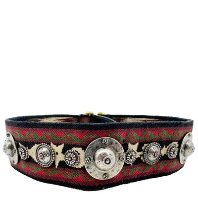 CHRISTIAN DIOR Studded Bohemian Oblique Embroidered Canvas Shoulder Strap Red - Image 1 of 4