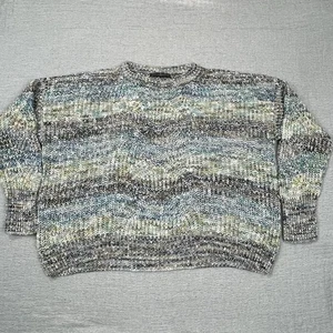 Peruvian Connection Cotton Sweater Colorful Striped Boho Size L - Picture 1 of 7