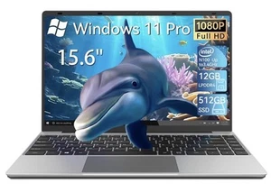 Gezoon 15.6” Laptop, Win 11 W/ 12GB RAM/512GB SSD, Celeron N100, TF Card Reader - Picture 1 of 5