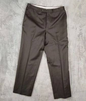 CANALI 1934 100% Wool Flat Front Brown Dress Pants Mens 34x30 Italy 50 Luxury - Image 1 of 4