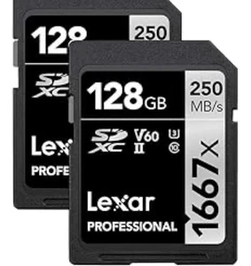 Lexar Professional 1667x 128GB SDXC UHS-II Memory Card - Pack of 2 - Picture 1 of 2