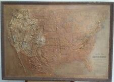 Antique Central School Supply House of United States 48 x 34 " Relief Map 1899