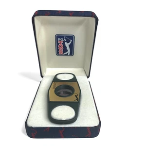 PGA Tour Gold & Black Double Guillotine Cigar Cutter in PGA Box Golf Tobacco - Picture 1 of 6