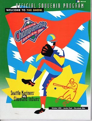 1995 ALCS Baseball program Seattle Mariners @ Cleveland Indians, unscored ~ VG - Image 1 of 4