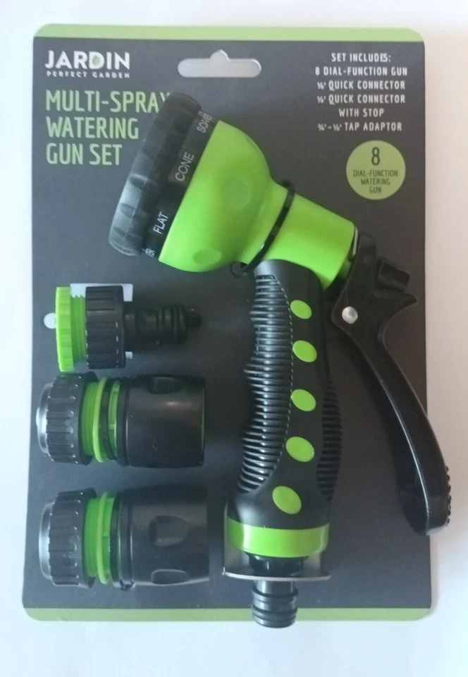 jardin perfect garden multi-spray 8 dial function watering gun new on card - Image 1 of 1