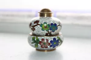 Vintage Chinese Cloisonne Salt Dip and Pepper Shaker - Picture 1 of 5