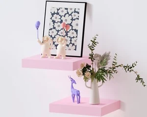 Set of 2 Floating Shelves with Invisible Bracket Bathroom Bedroom Wall Storage - Picture 1 of 6