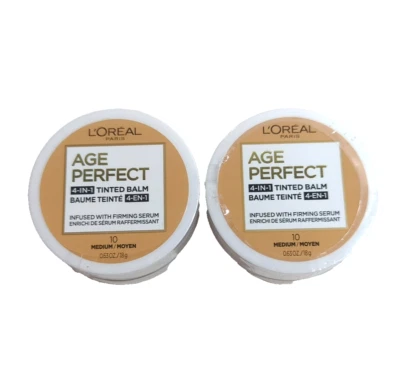 (2) L'Oreal Age Perfect 4 in 1 Tinted Face Balm Foundation, #10 Medium - Image 1 of 2