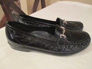 Sas Tripad Black Patent Leather Loafer Womens Shoe Sz 9 N Silver Buckle Accent - Picture 1 of 10