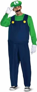 Adult Deluxe Super Mario Bros Luigi Green Plumber Costume Nintendo  Fancy Dress - Picture 1 of 7