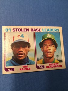 1982 Topps ‘81 Stolen Base Leaders Raines/Henderson Card No 164