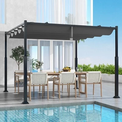 3,1x3,1m Garten Pavillon Pergola mit Schiebedach Metall Gartenpavillon - Bild 1 von 4