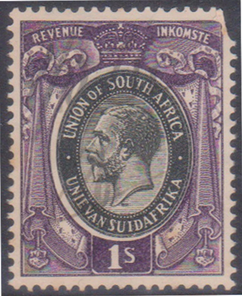 (F251-31) 1930 Sudáfrica 1/- KGV sello de ingresos (relleno espacial) (AF)  Foto 1 de 1