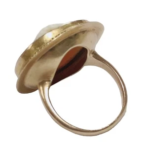 Anillo camafeo concha tallada redonda grande oro 14K de colección mujer 7,8 gramos talla 6,25 RARO - Imagen 1 de 16